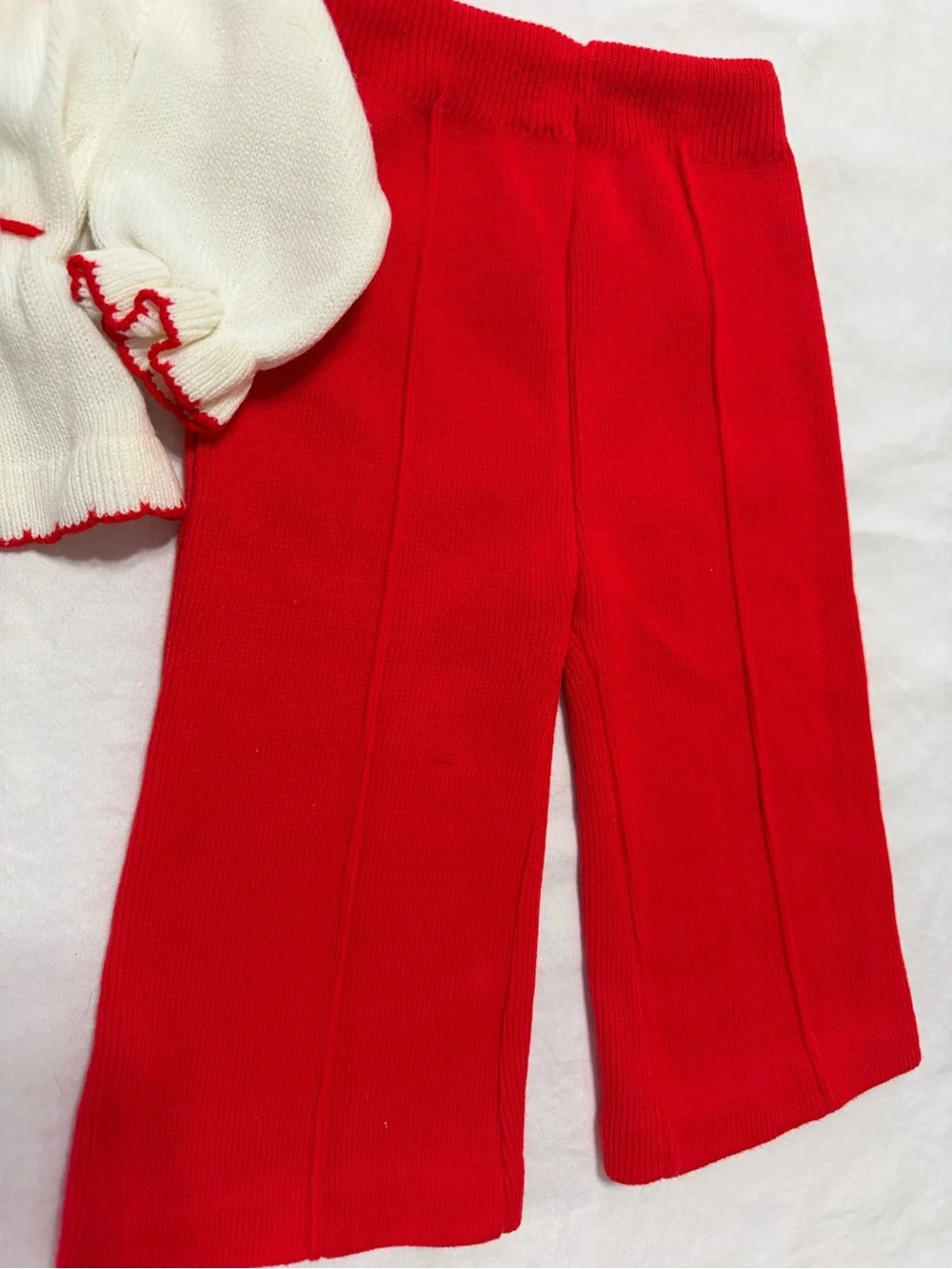 Vintage Little Angel Knit Girls' Matching Set - Sweater & Pants